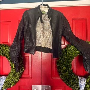 John Carlisle Essentials Black Women's Leather Jacket with Paisley Lining